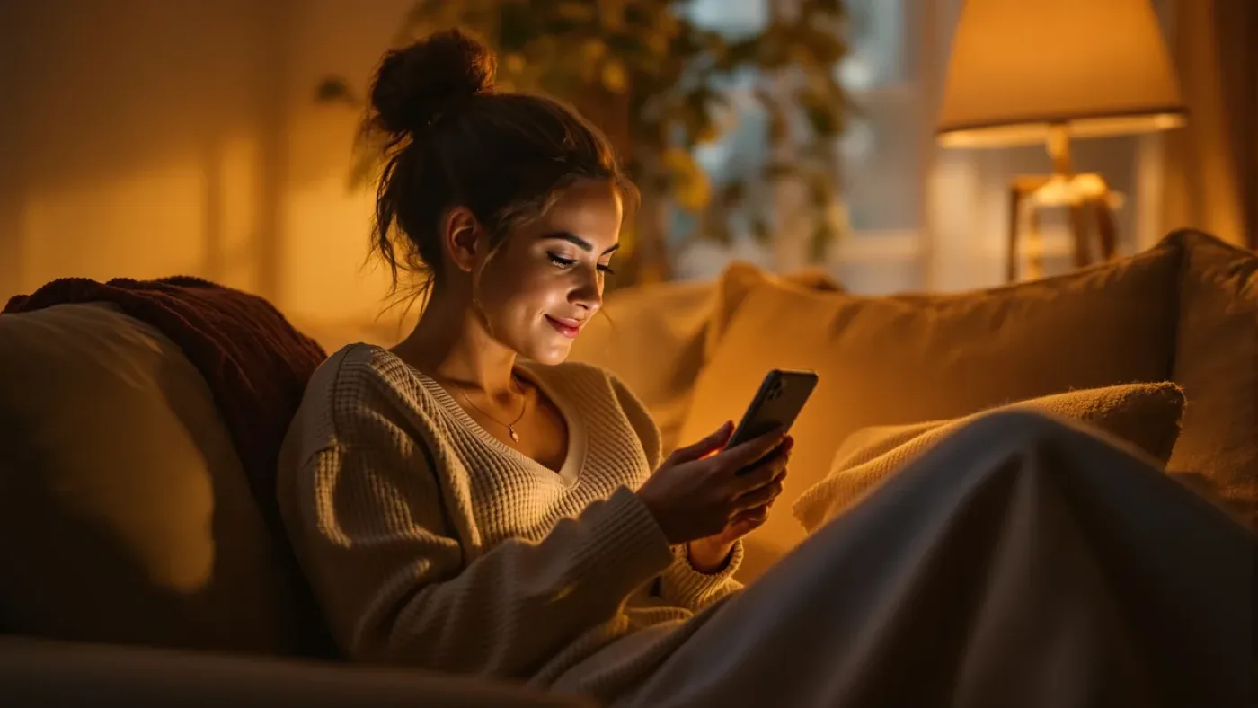 Reading AI therapy discussions on a phone