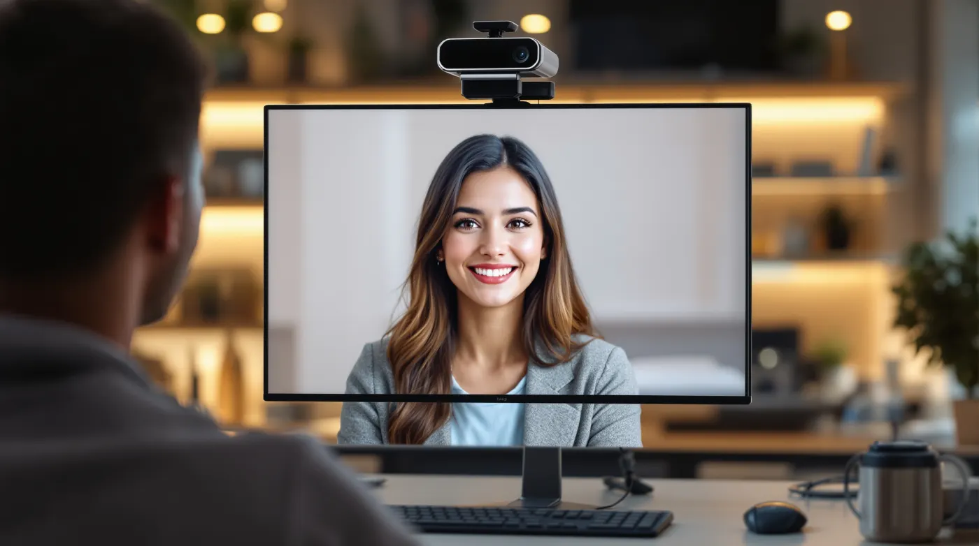 Virtual human interviewer on a screen in a research lab setting
