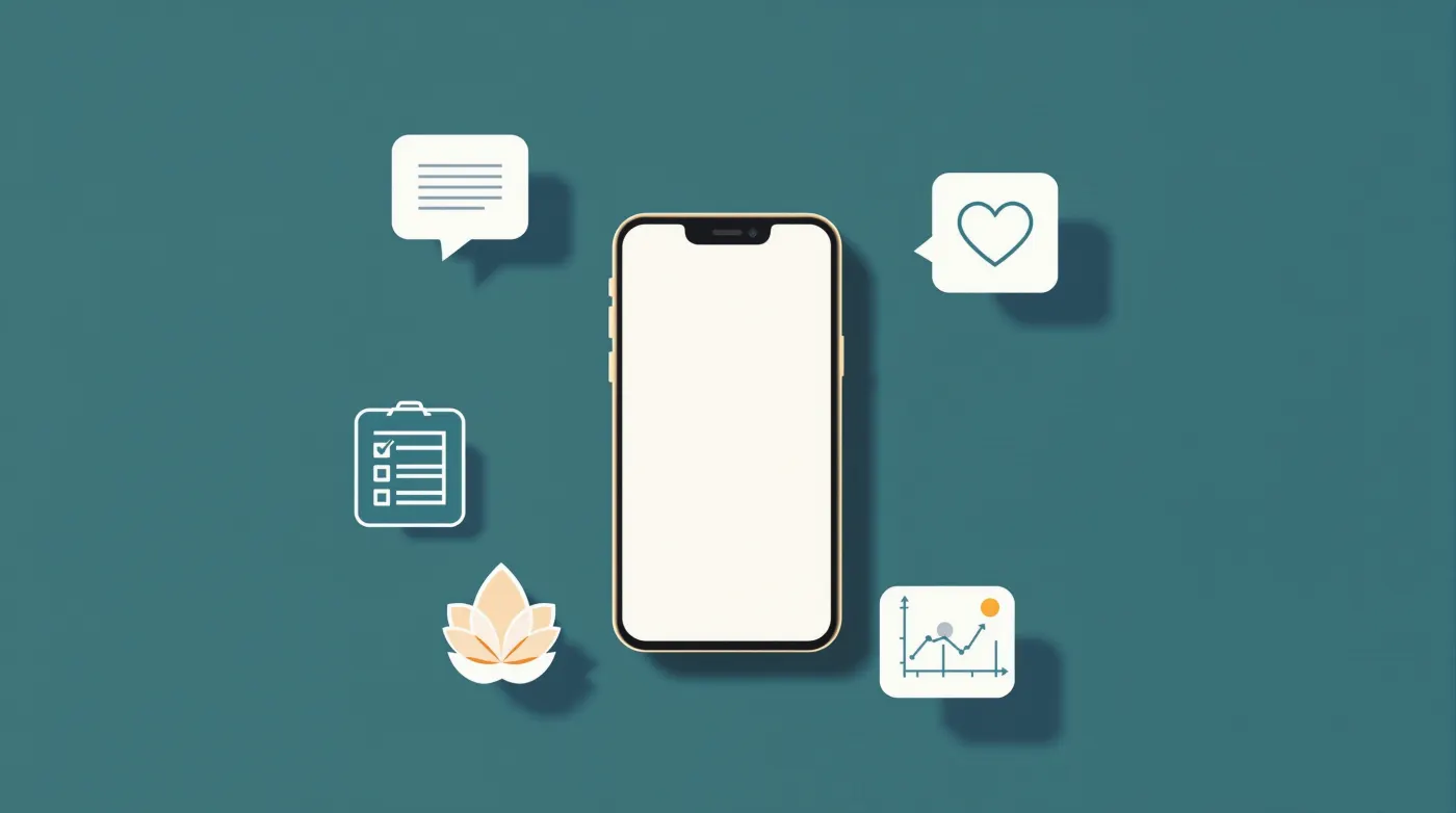 Five types of AI mental health apps on a smartphone