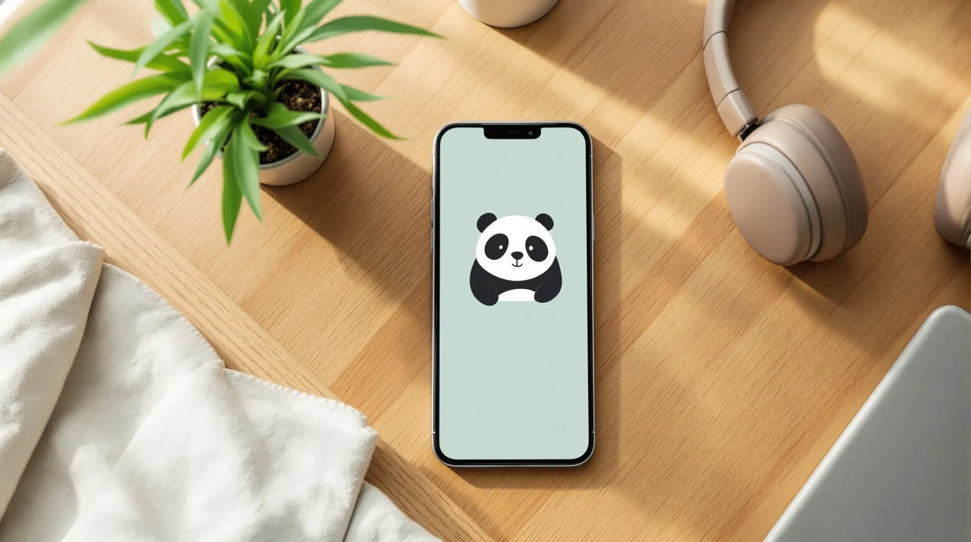 Panda mascot theme on a mental health app screen