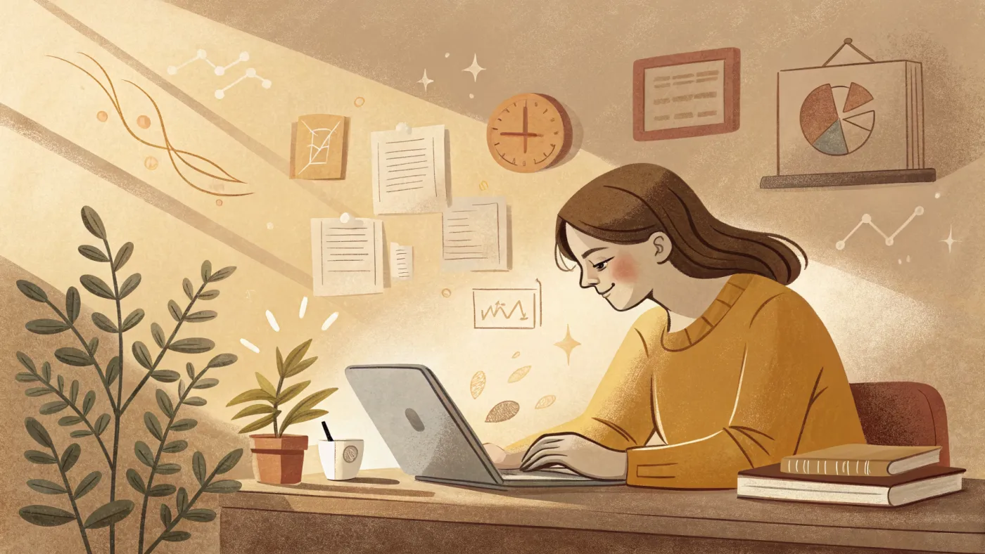Illustration of a student in an online counseling program