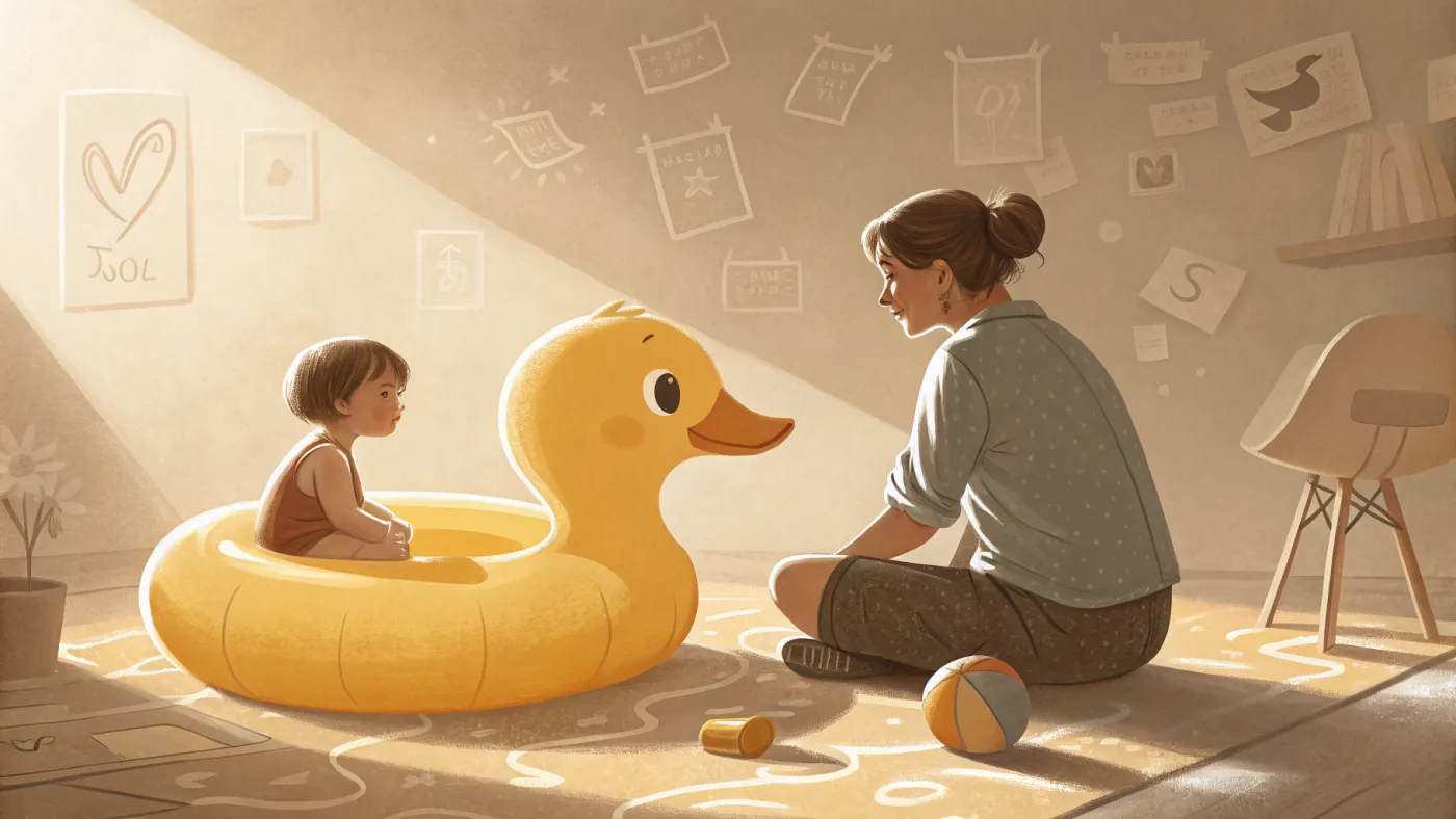 Illustration of a child observing an adult, depicting the Bobo doll experiment