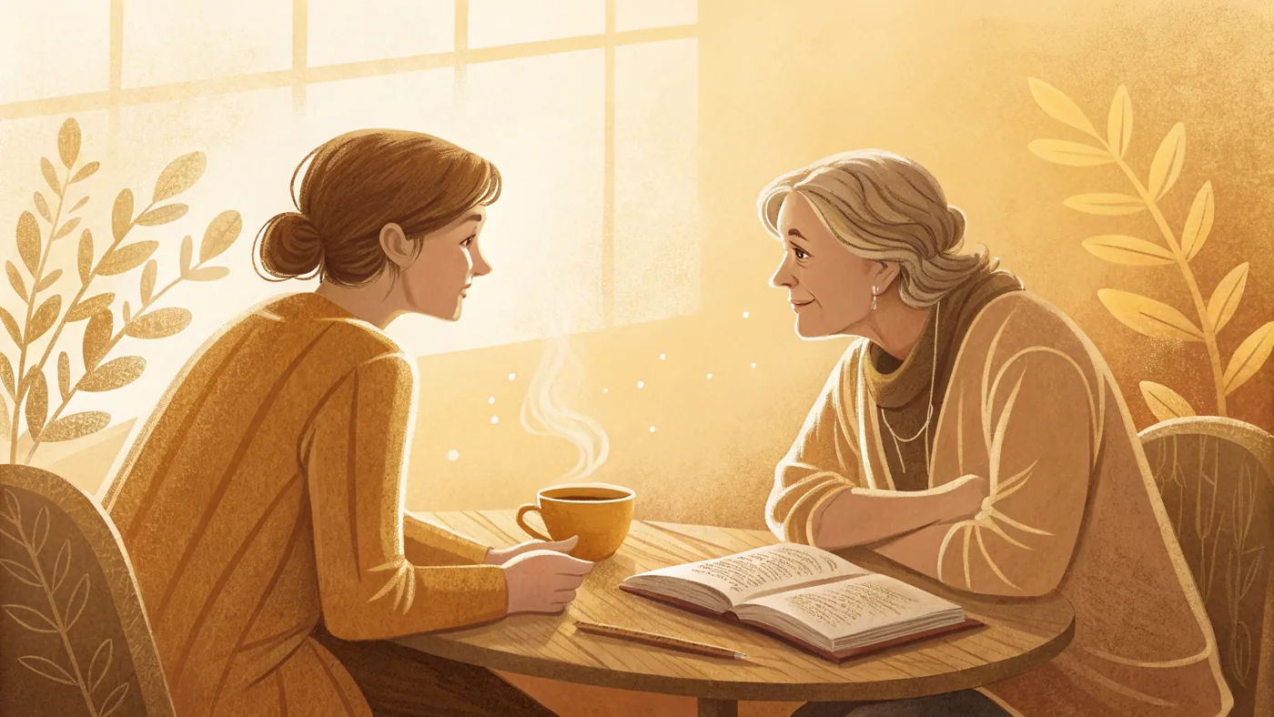 Illustration of a person in a faith-integrated Christian counseling session with a licensed counselor.