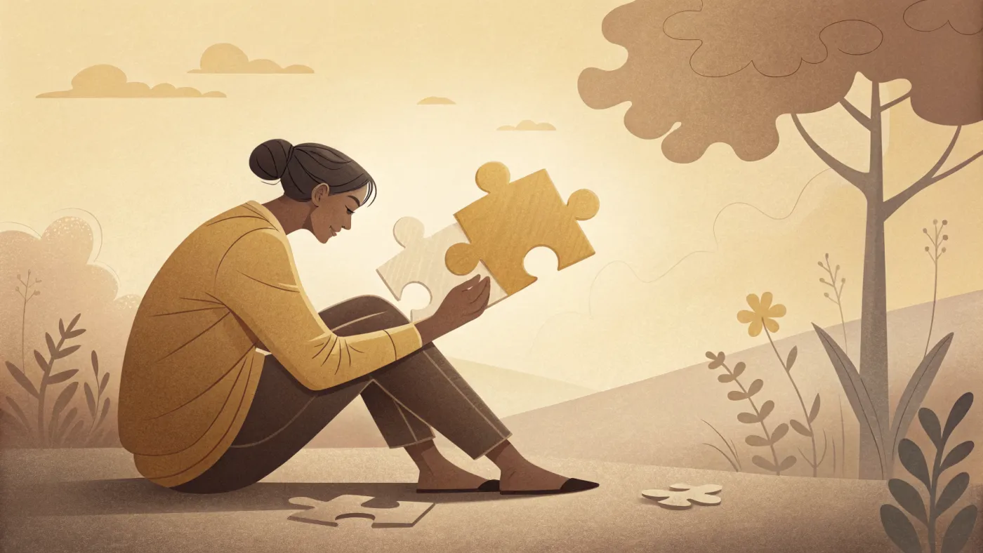 Illustration of a person facing two conflicting ideas, depicting cognitive dissonance