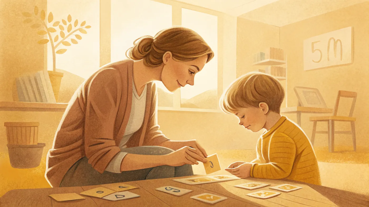 Illustration of a behavior analyst working with a child