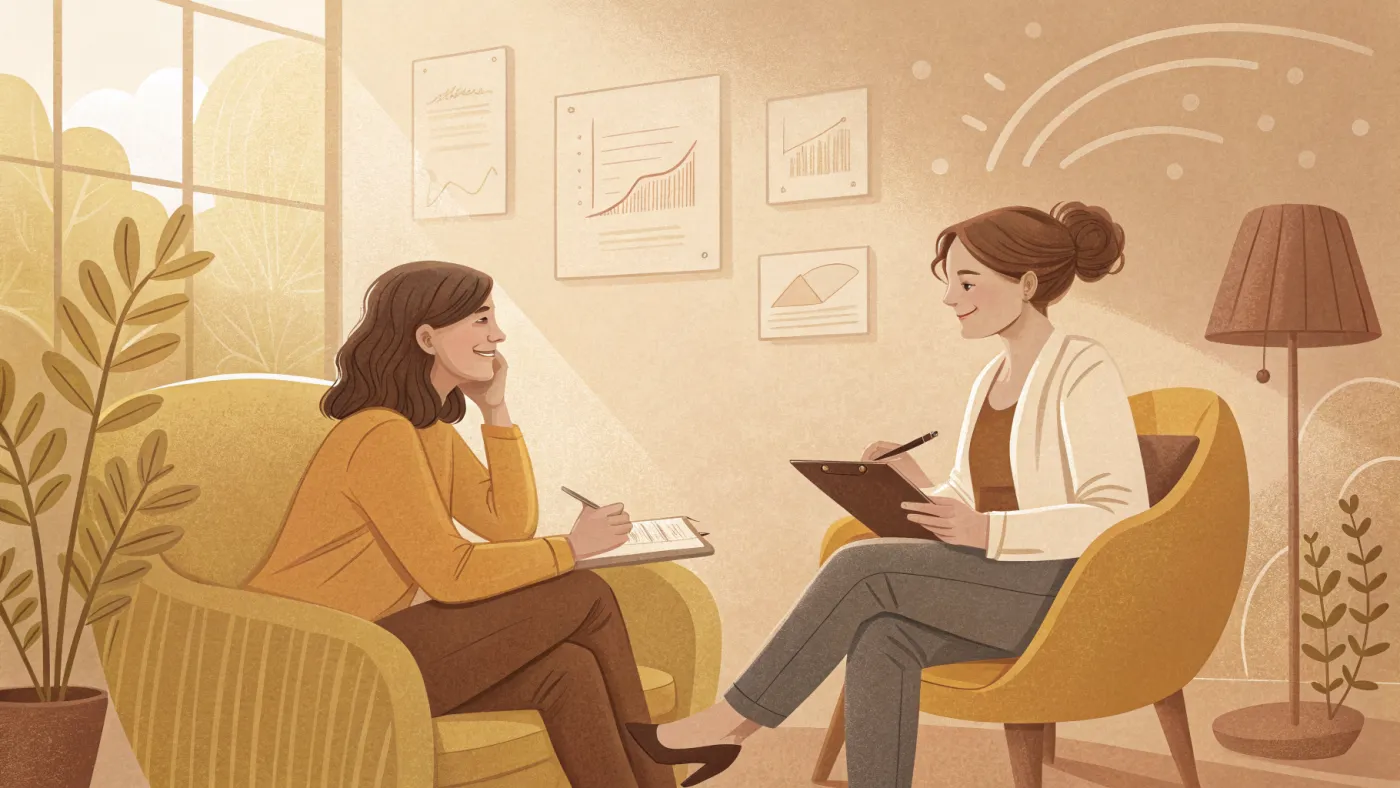 Illustration of a counseling psychologist with a client