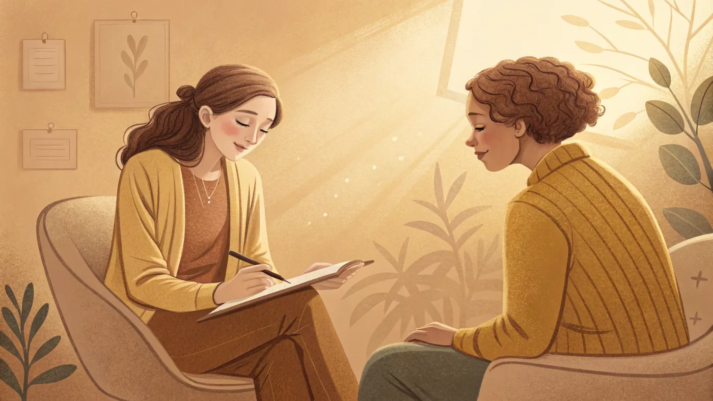 Illustration of a mental health counselor with a client