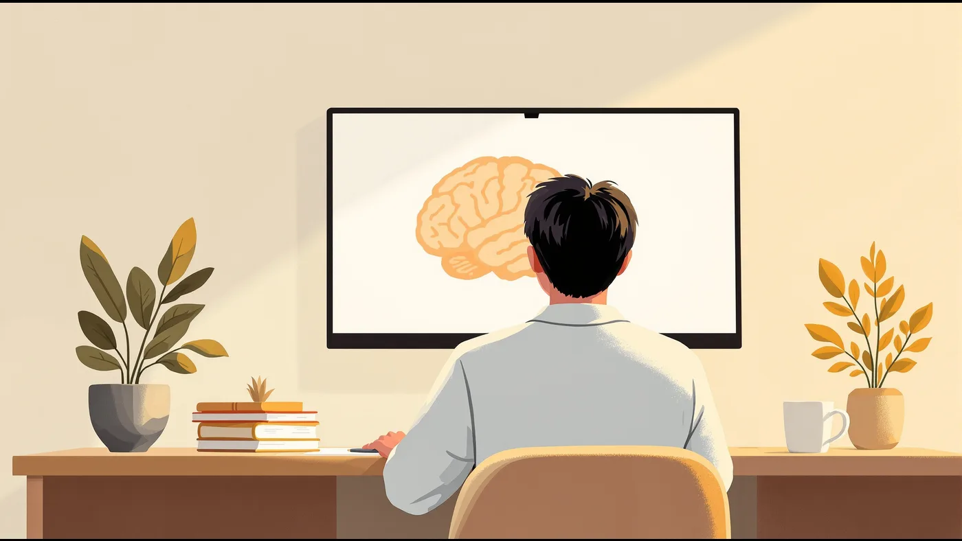 Illustration of a neuropsychologist studying the brain
