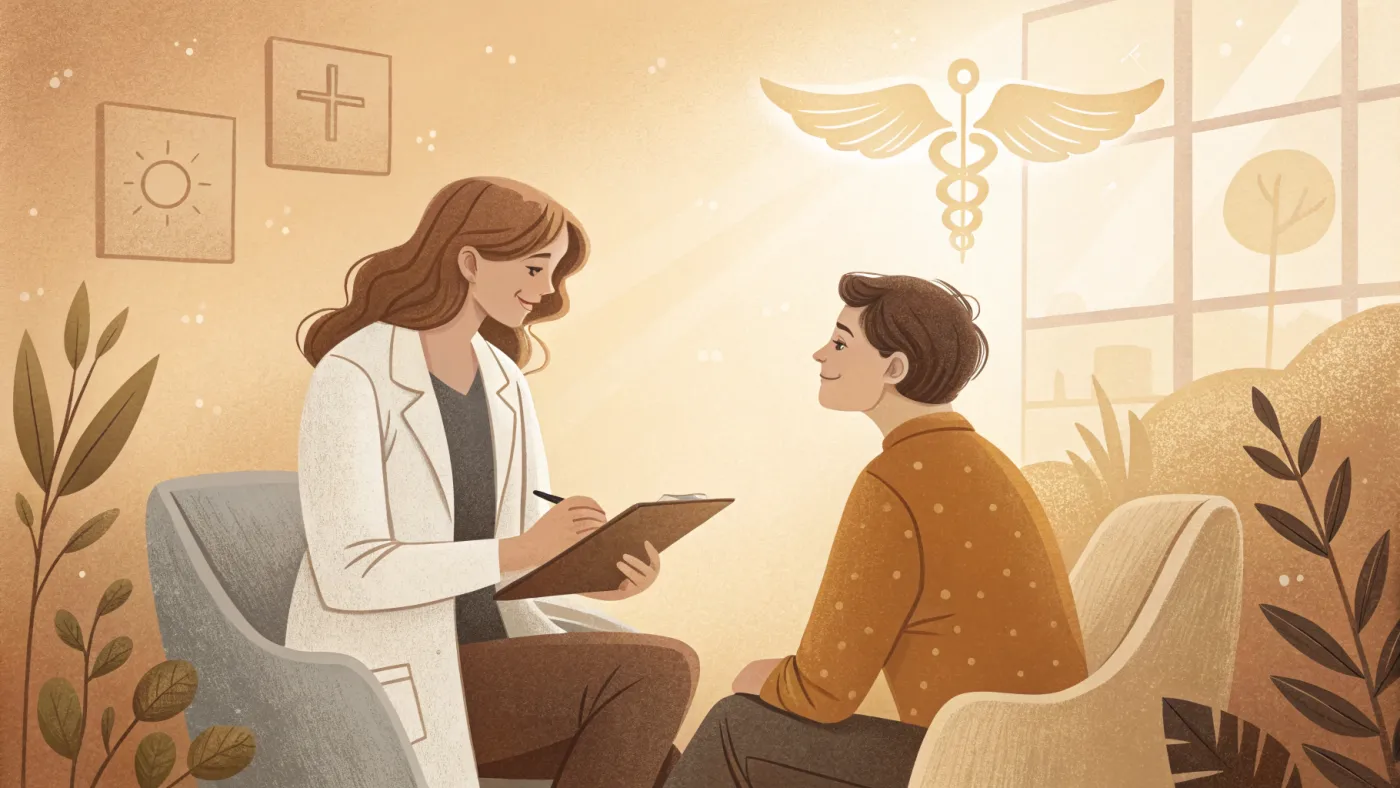 Illustration of a psychiatrist consulting with a patient