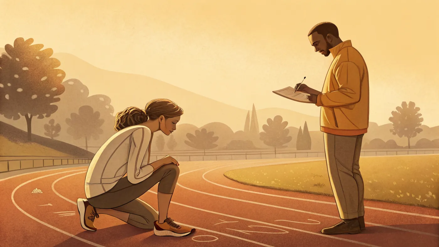 Illustration of a sports psychologist coaching an athlete