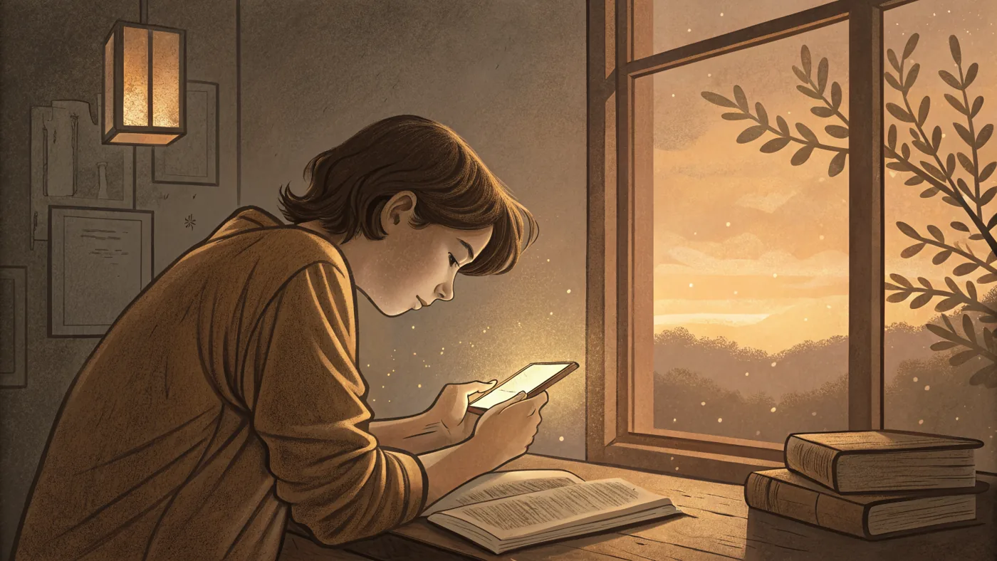 Illustration of a person stepping away from a screen, representing internet addiction and problematic internet use.