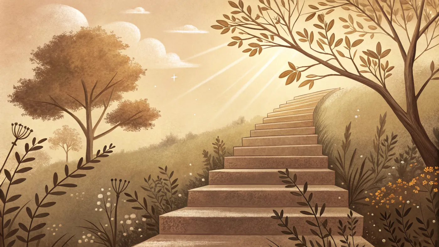 Illustration of an ascending staircase representing Kohlberg's stages of moral development
