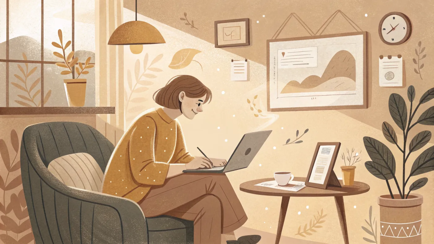 Illustration of a student in an online counseling degree program