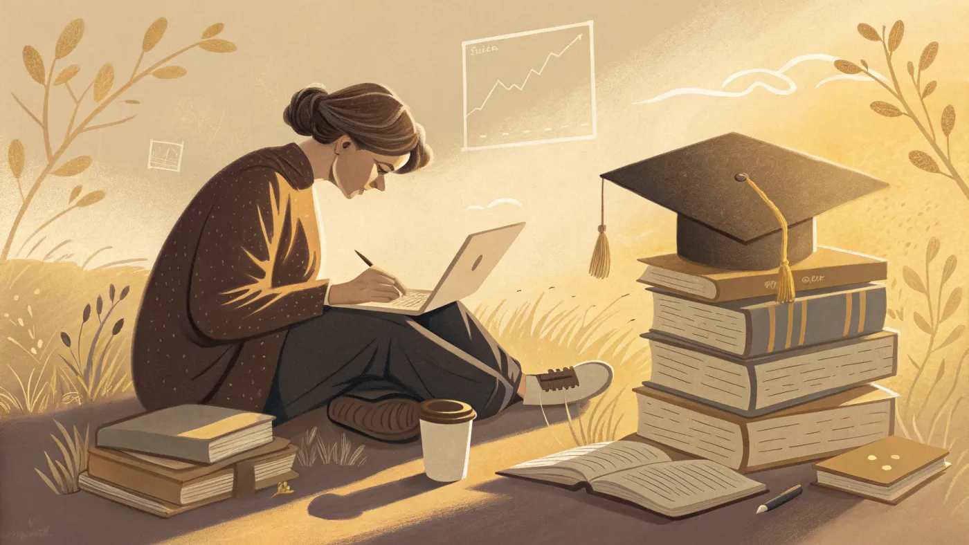 Illustration of a student earning an online doctorate in clinical psychology