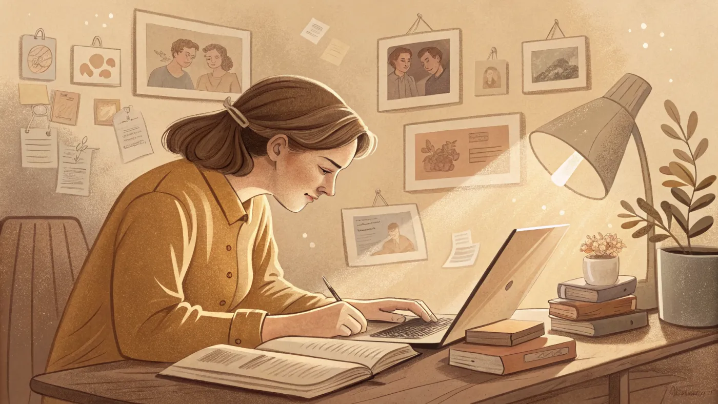 Illustration of a student earning an online master's in social work