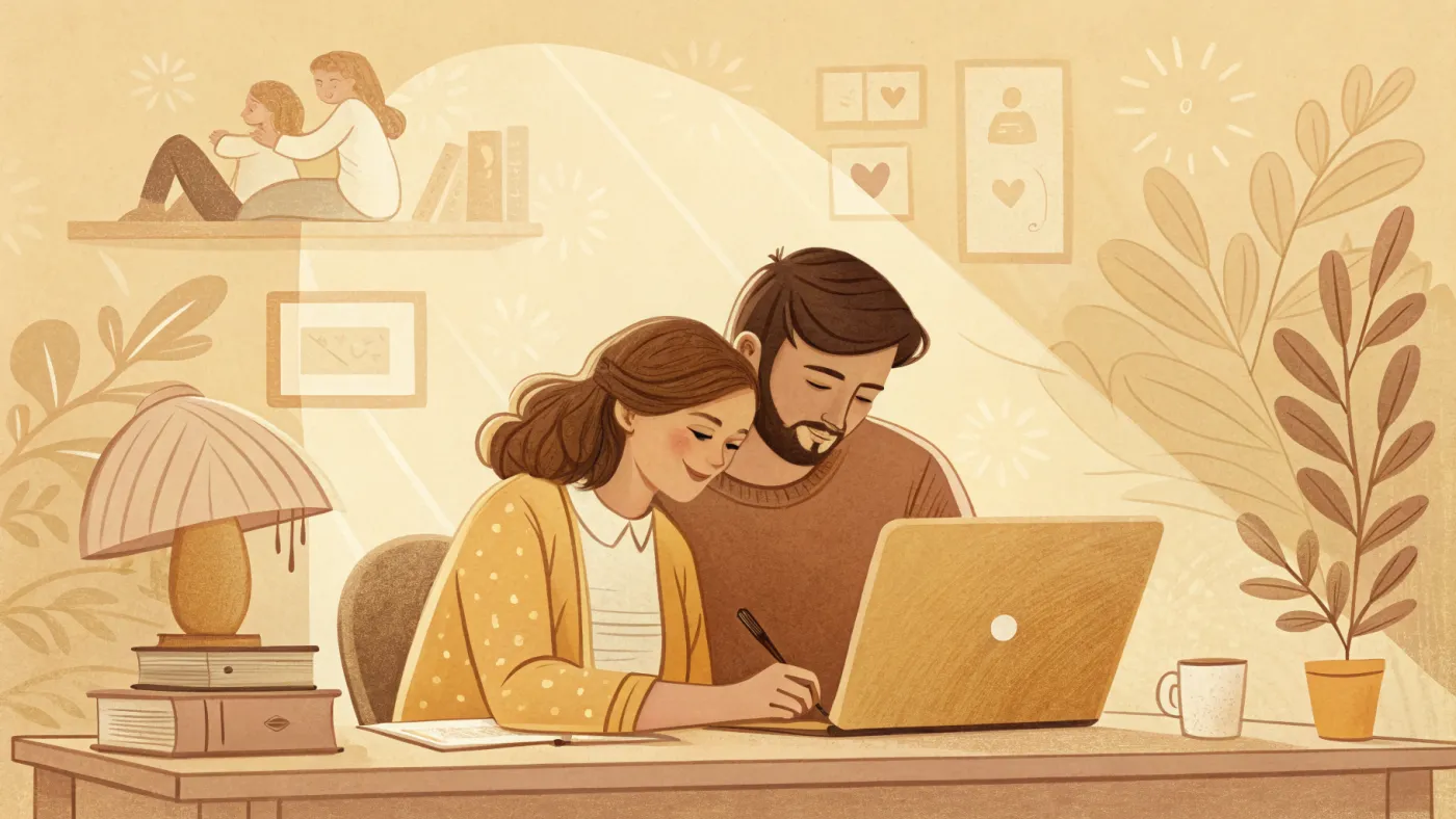 Illustration of a student in an online marriage and family therapy program