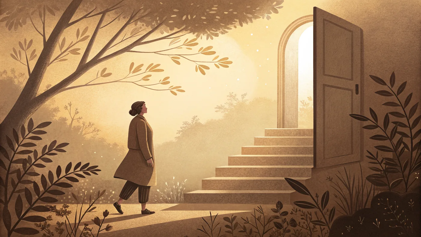 Illustration of a person facing a phobia with calm courage, evoking gradual exposure and recovery from intense fear.