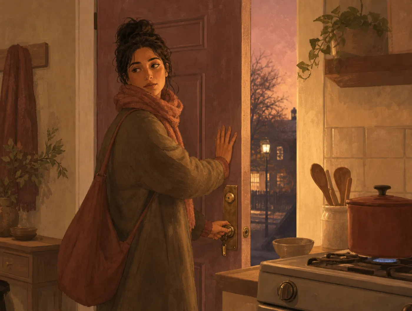 OCD Themes Quiz: Rank Your Six Obsession Themes: a person at their front door, key in lock, glancing back at the street.