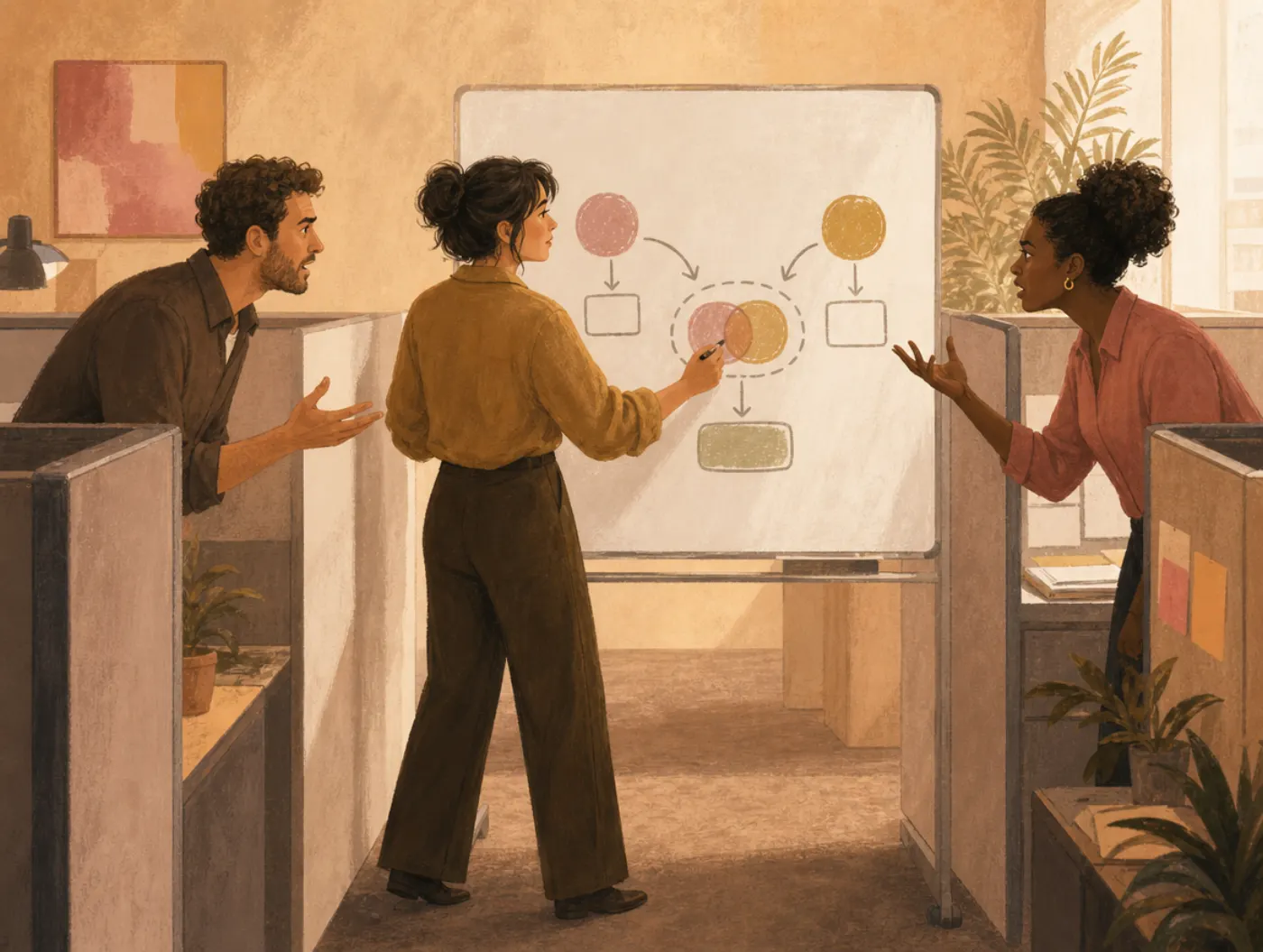 INFP Personality Type: The Mediator: reframing a coworker argument with a shared whiteboard sketch