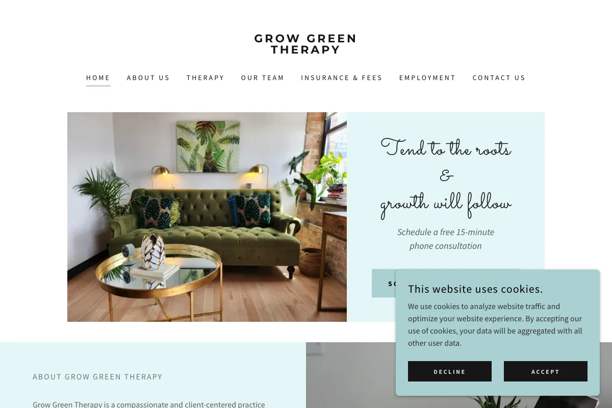 growgreentherapy.com home page, captured September 27, 2026